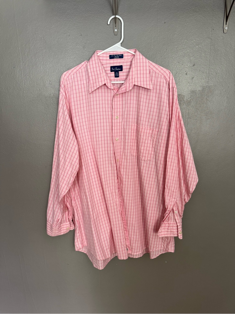 Paul Fredrick Pink Windowpane Check Dress Shirt